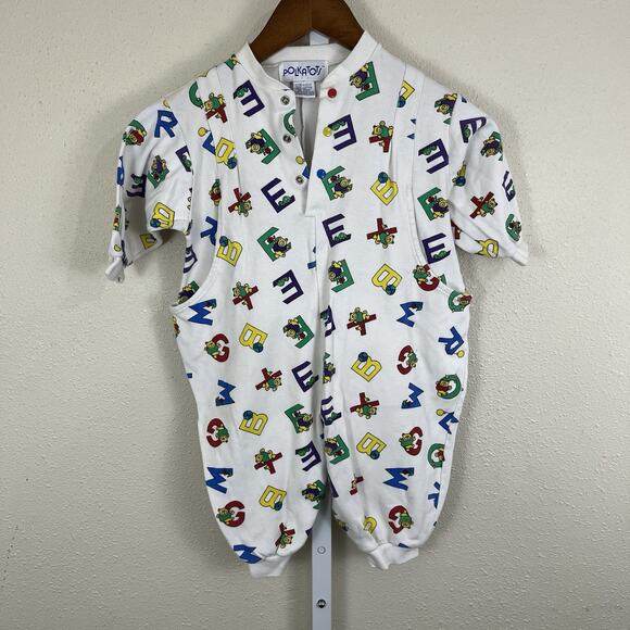 Polkatots Vintage 90s Alphabet Print One Piece Baby 24 Months - Picture 1 of 5